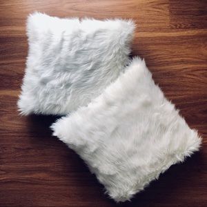 WHITE FAUX FUR PILLOWS